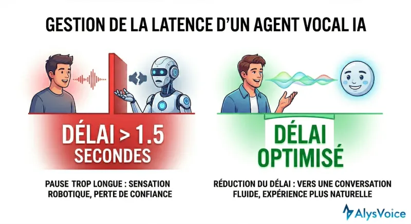 Gestion de la latence d'un agent vocal IA — comparaison délai classique vs optimisé